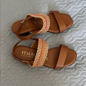 Italian Shoemakers Brown Sandals with Woven Strap